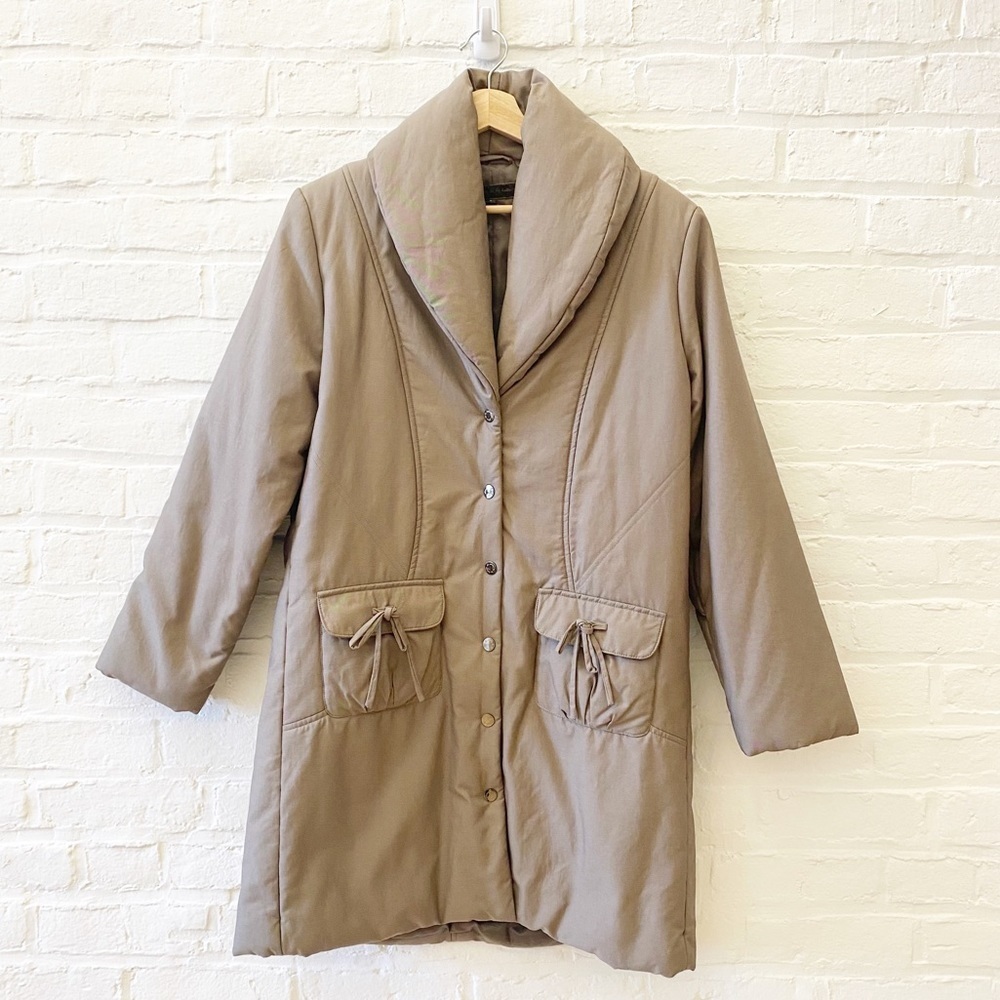 Anthropologie || Le Phare de la Baleine French Topper Coat Bow Pockets Beige L